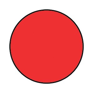 A red circle with a black outline.