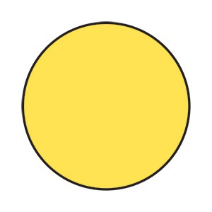 An illustration of a yellow circle with a simple black outline.