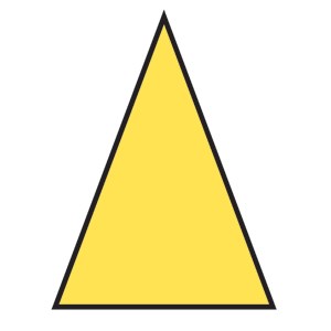 A yellow triangle with a black outline.