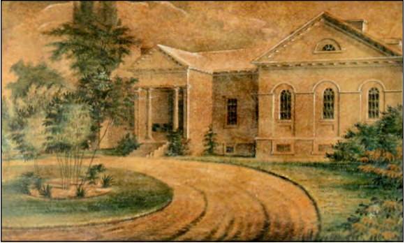 Drawing of the Mason House showing the home as it appeared before it burned down.