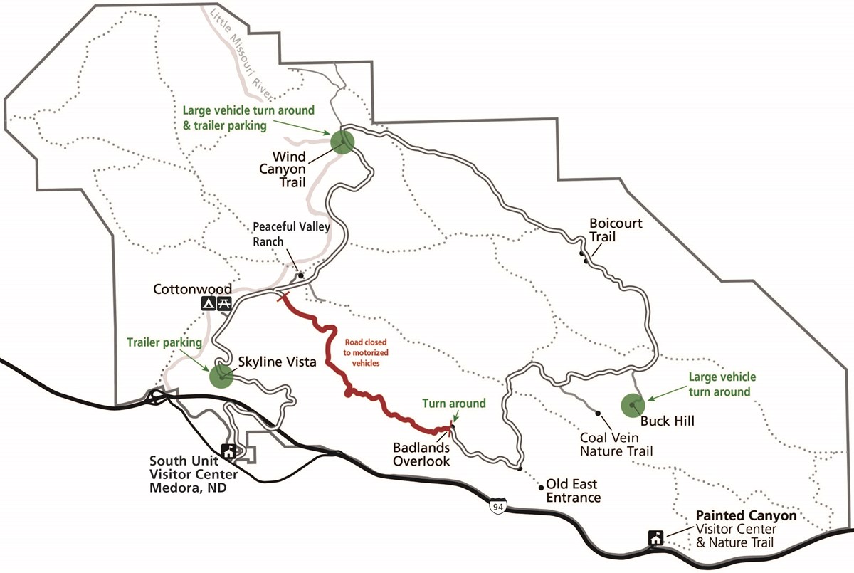 Map of TRNP South Unit road closure.