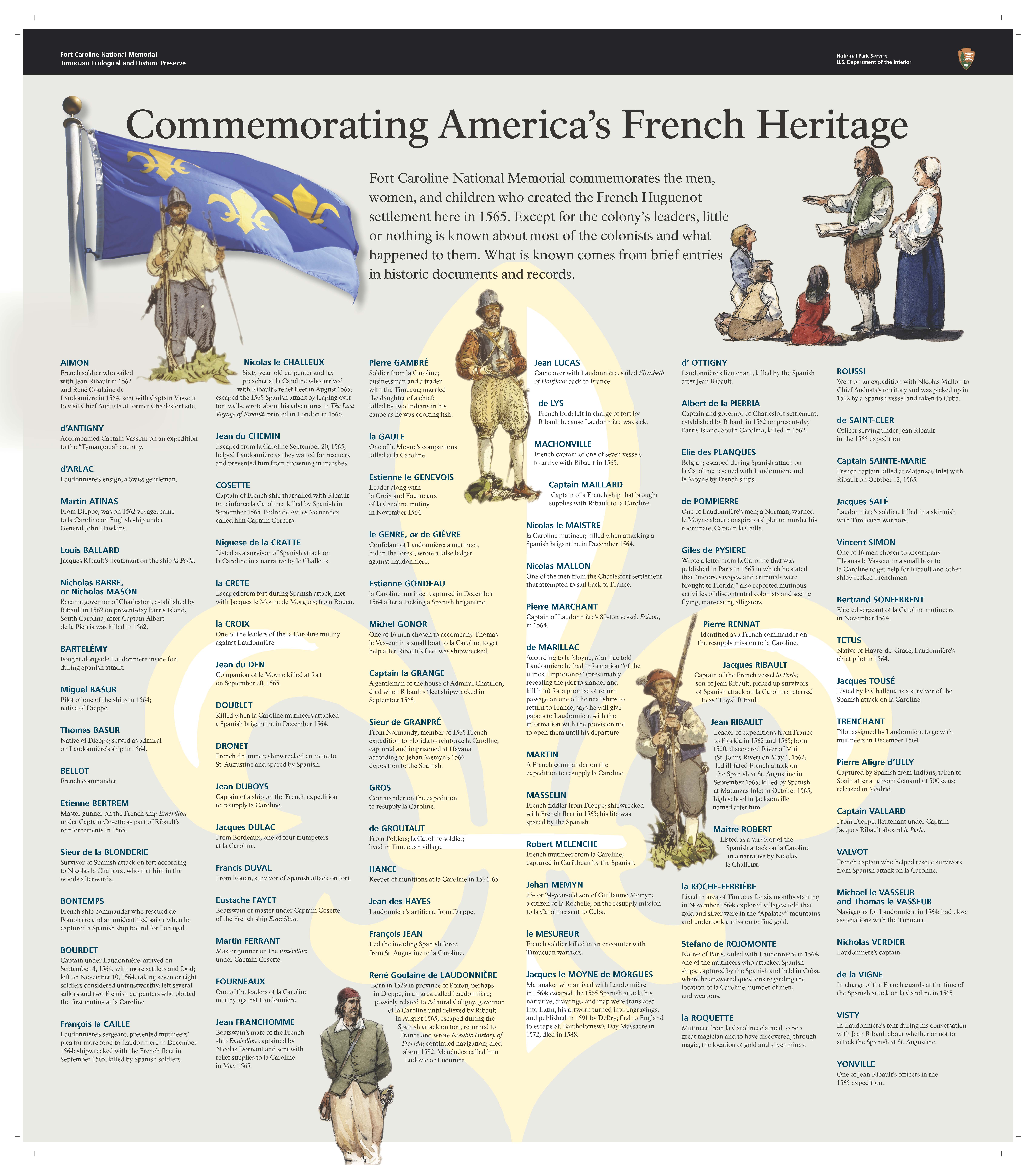 exhibit with a list of the names of the Fort Caroline colonists