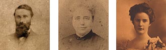 Rollins family, three pictures, John, Hannah, Gertrude