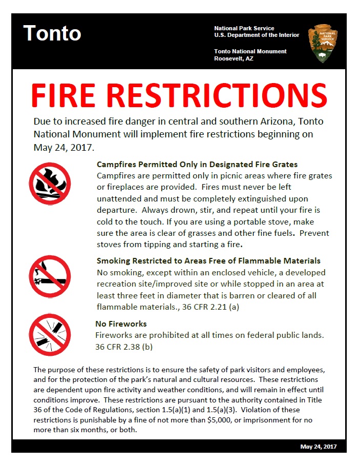 Dry Conditions Trigger Fire Restrictions At Tonto National Forest And   Stage 1 Fire Restrictions 