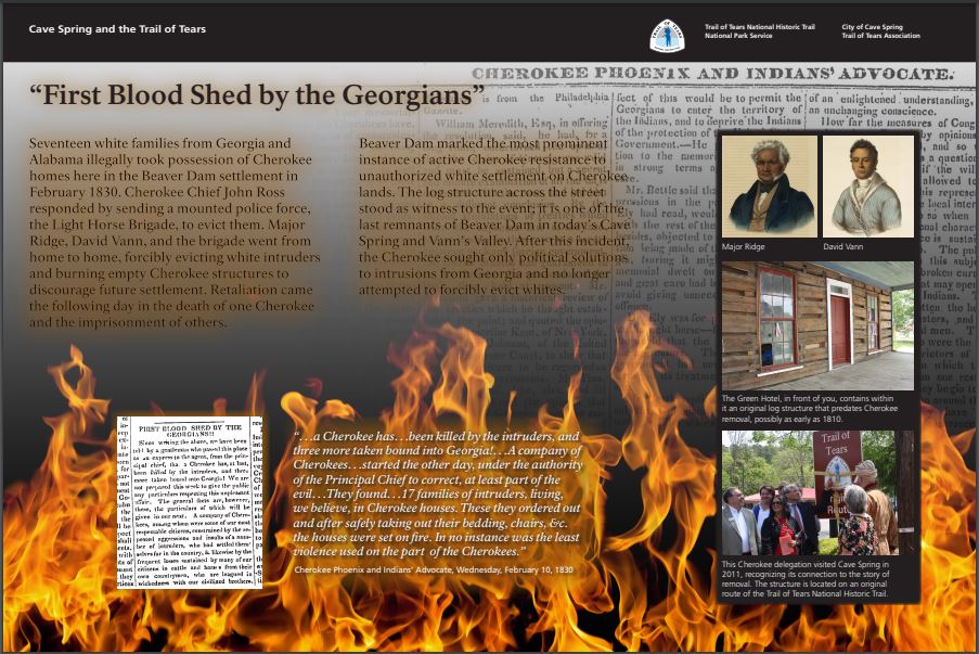 Wayside for Cave Spring First Blood Shed by Georgians