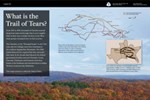 trees in color, blue sky, Indian territory map, Trail of Tears route map