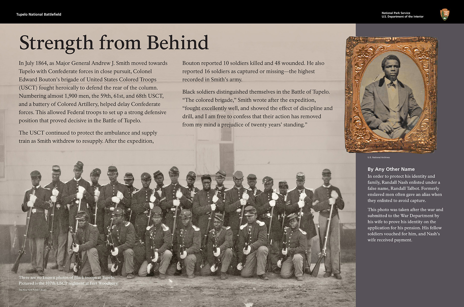 Strength from Behind - A wayside from Tupelo National Battlefield.