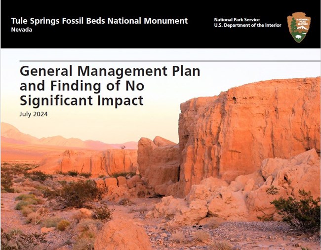 National Park Service GMP cover page with orange rock cliffs in the image.