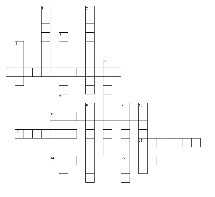 Image of a crossword puzzle with room for 15 answers