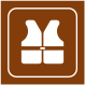 Brown square icon of life jacket
