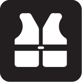 black and white icon of life jacket