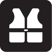 black and white icon of life jacket