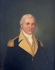 An oil painting of Continental Army General James Mitchell Varnum.