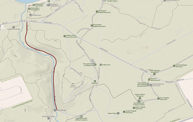 map graphic showing closure on Route 252 between Route 23 and Covered Bridge