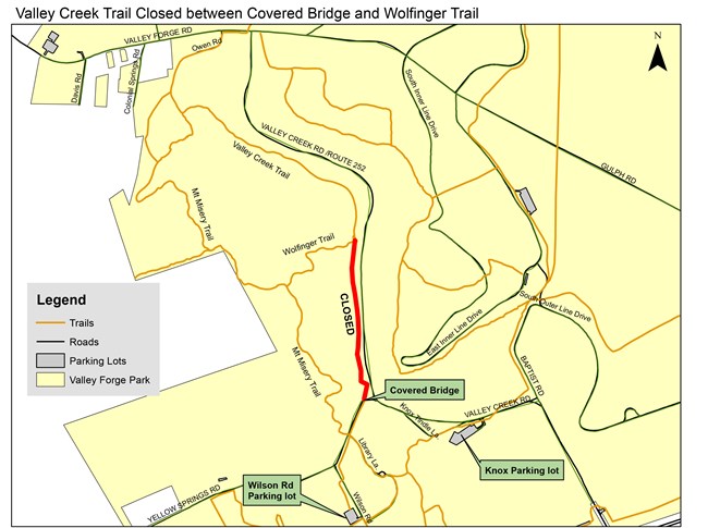 graphic, map, Valley Creek Trail Closed