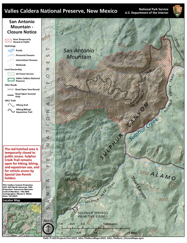 A map showing a red-hatched polygon that indicates a closure area.
