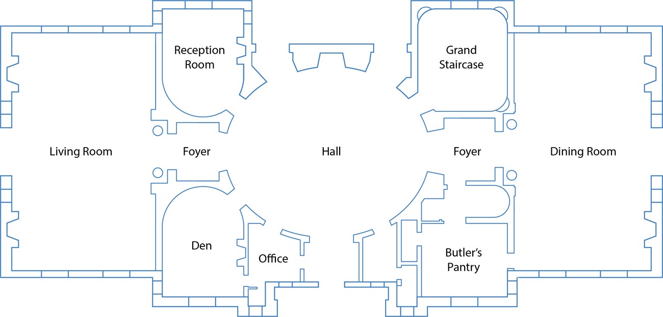 A floorplan of a house with room labels.