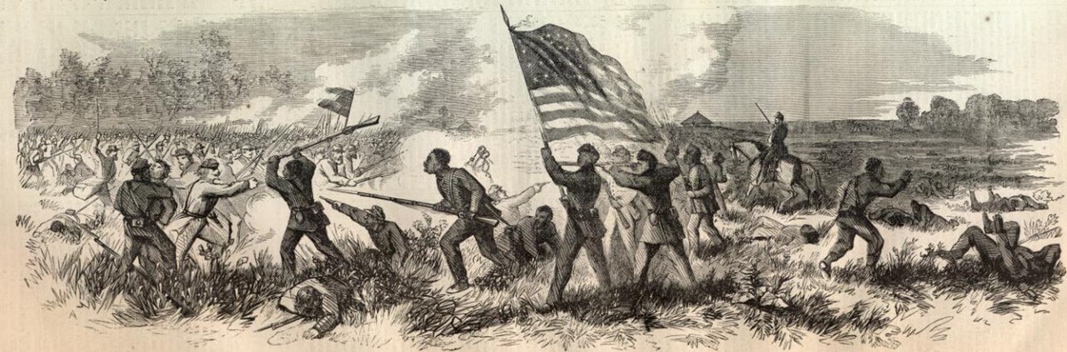 Drawing of Union Troops repelling the Confederate assault at Milliken's Bend