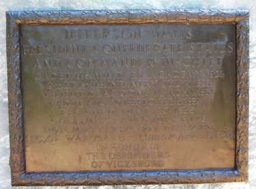 Jefferson Davis Statue Plaque