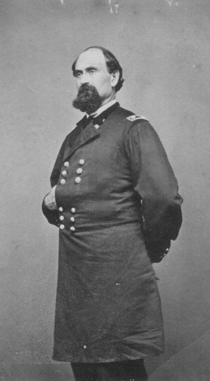 A black and white image of John Sanborn standing in union officers uniform