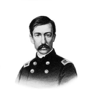 A black and white bust portrait of George Boardman Boomer in uniform