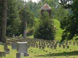 Vicksburg National Cemetery looking toward the Indian Mound
