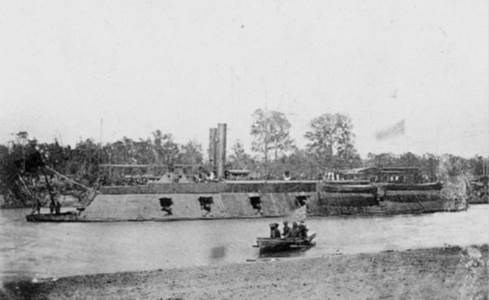 USS Pittsburg in river
