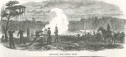 Sketch - Union Guns Shelling the Confederate Line