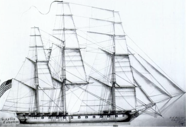 The frigate USS Congress flagship of the U.S. Navy West India Squadron