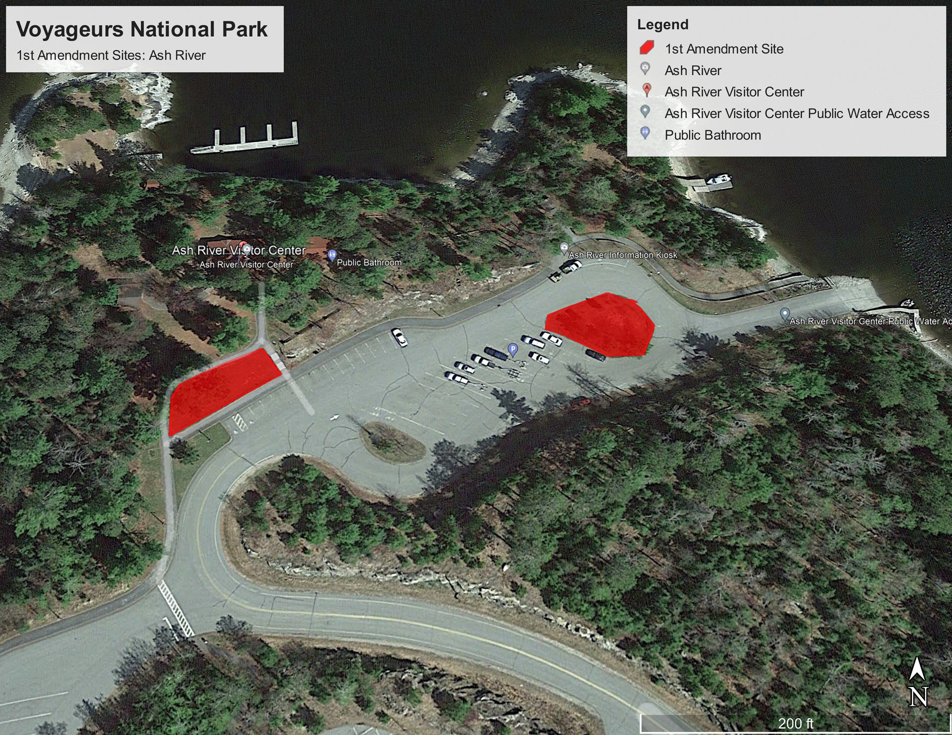Aerial satellite photo of a portion of Voyageurs National Park.