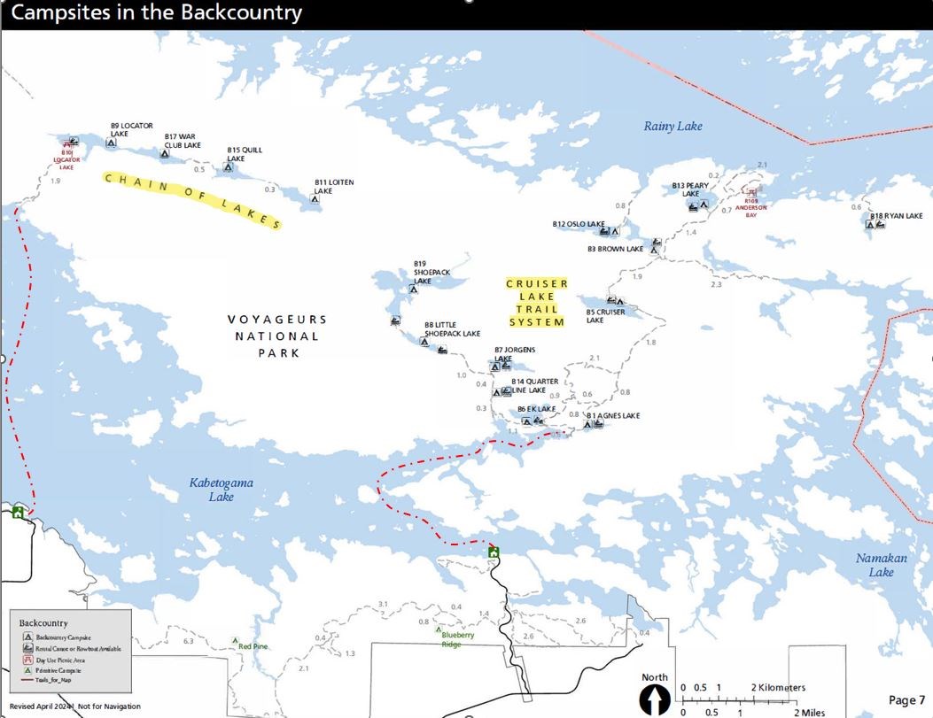 Backcountry areas in Voyageurs National Park