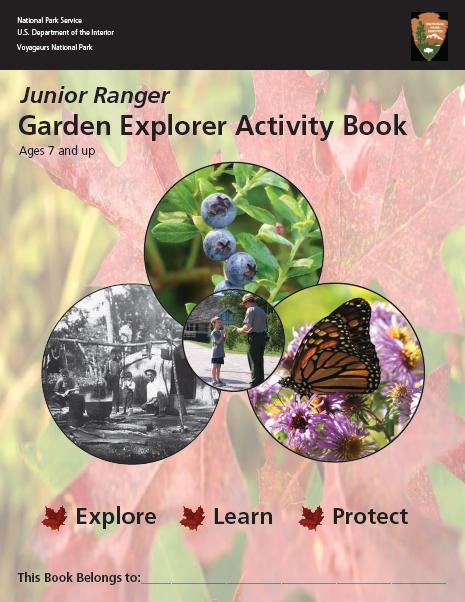 The cover of the ethnobotanical garden junior ranger booklet