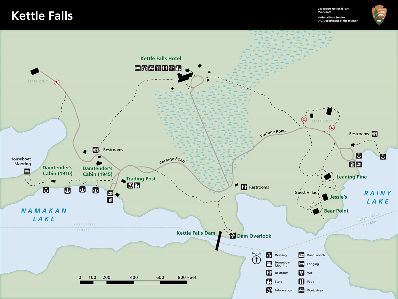Map of Kettle Falls area in Voyageurs National Park.