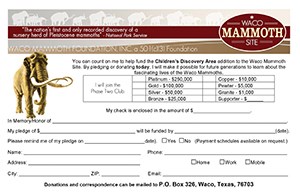 Waco Mammoth Foundation Donor Form