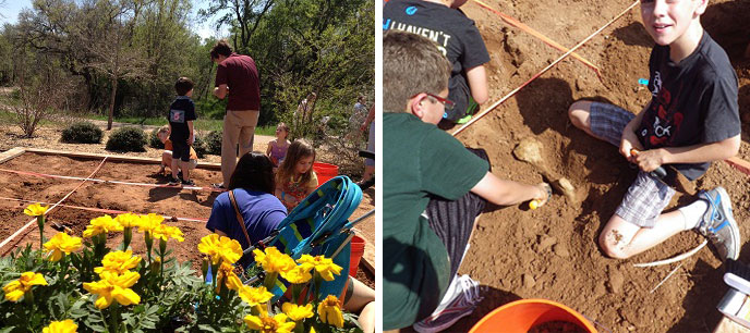 Children enjoying the excavation station.