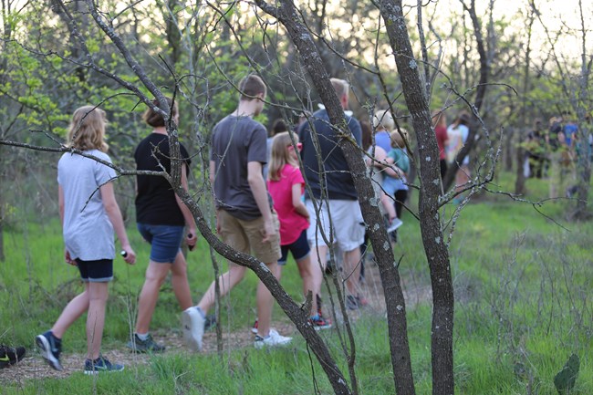 Visitors walking on Eagle Scout Trail