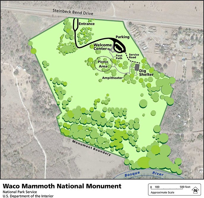 Map of Waco Mammoth National Monument