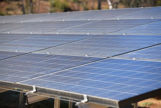 Close-up view of solar panels at Whiskeytown