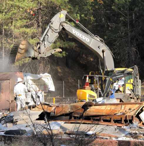 Staff and contractors removing toxic material from the park.