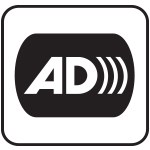 Black and white audio description icon