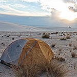 Tent in the sand dunes