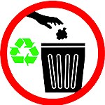 Graphic that shows to dispose of waste properly and recycle.