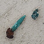 Metal objects in the sand