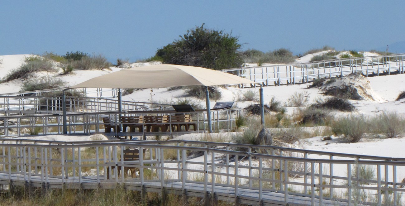 Boardwalk and tent