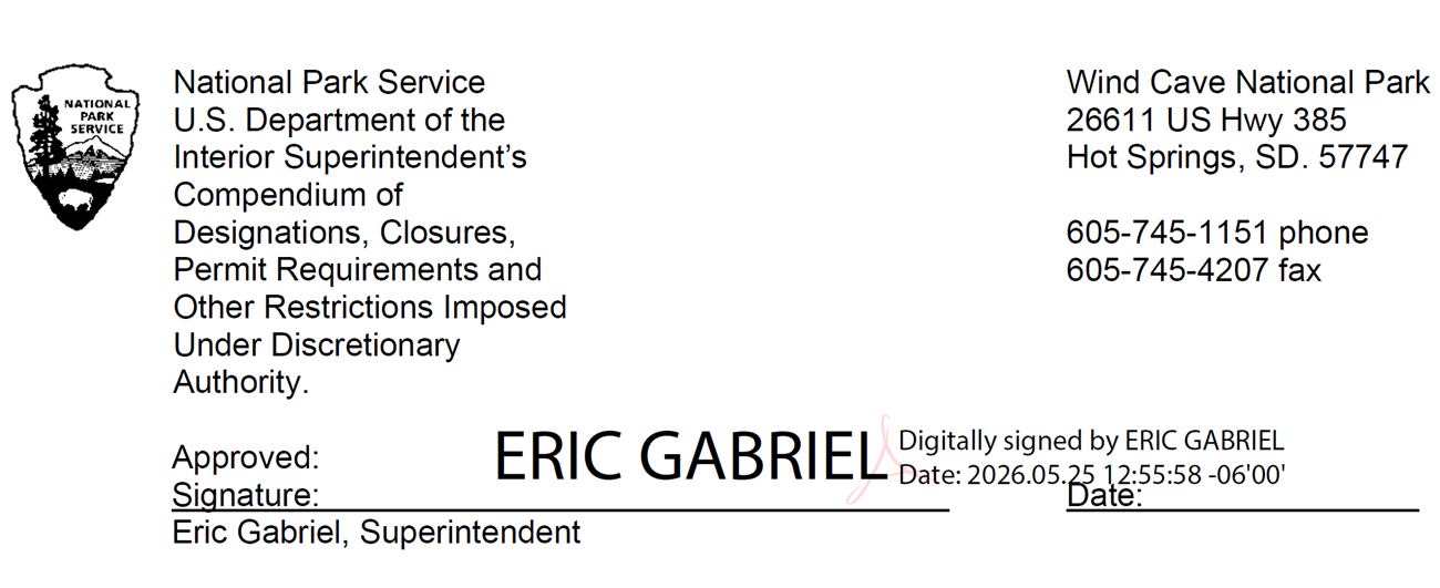 Compendium header showing the electronic signature of Superintendent Eric Gabriel