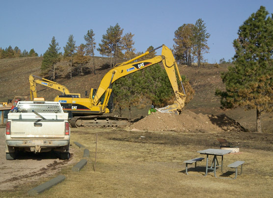 Construction occuring in the Elk Mountain Campground.