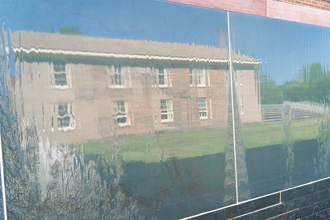 Reflection of the Wesleyan Chapel in the Waterwall