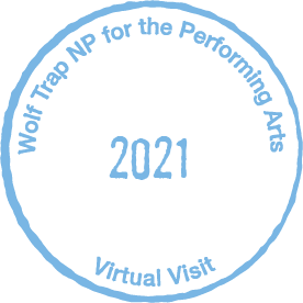 Wolf Trap NP for the Performing Arts Virtual passport stamp with 2021 in center