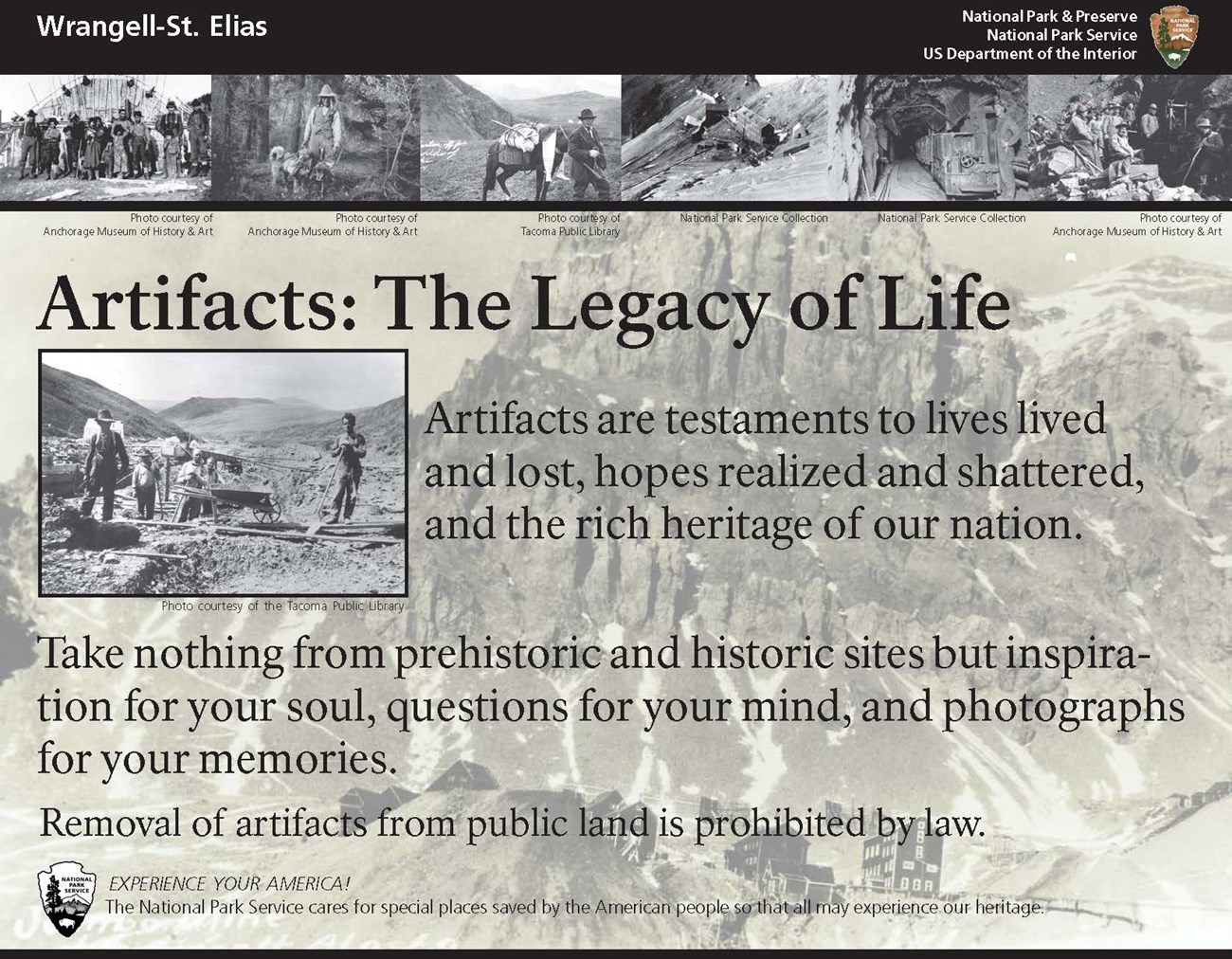 Artifacts sign legacy of life, touch dont take.