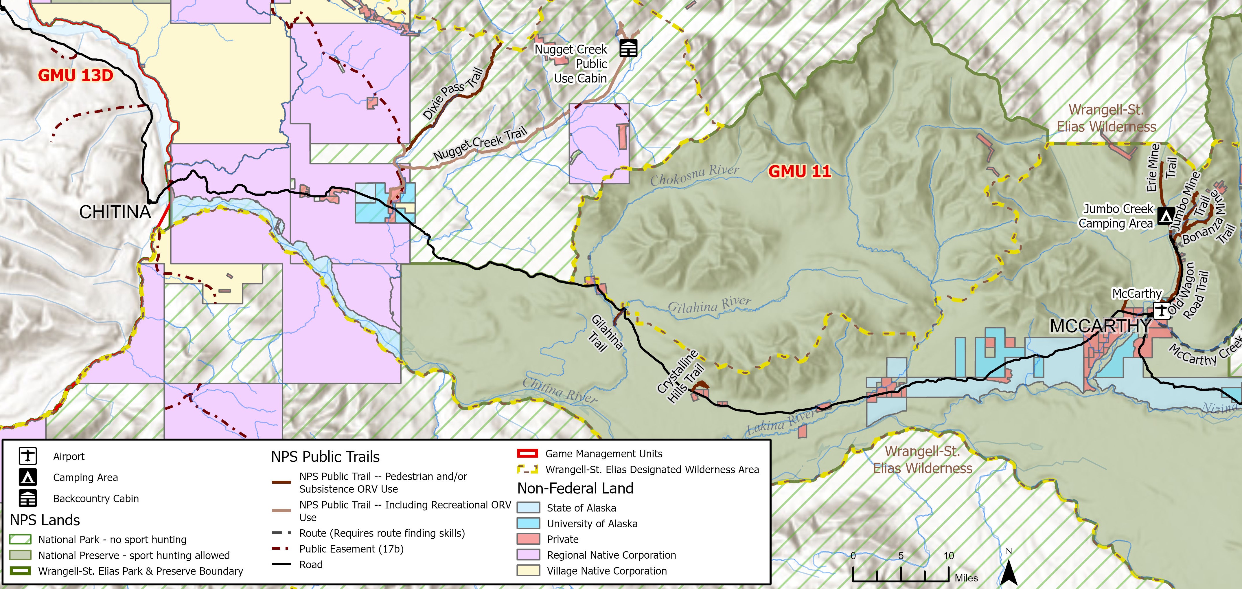 McCarthy Road Map with land status
